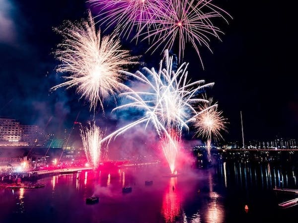 Saturday night fireworks at Darling Harbour